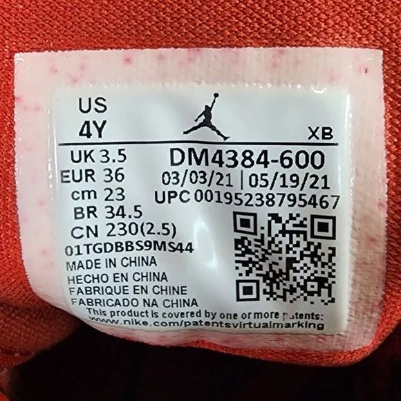 Nike Air‎ Jordan 1 Mid Denim Shoes Red Cinnabar Hemp Dm4384-600 Youth Size 4Y