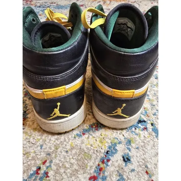 Nike Air Jordan 1 Mid Retro Seattle Super Sonic Green Gold 554724-307 Sz 11.5