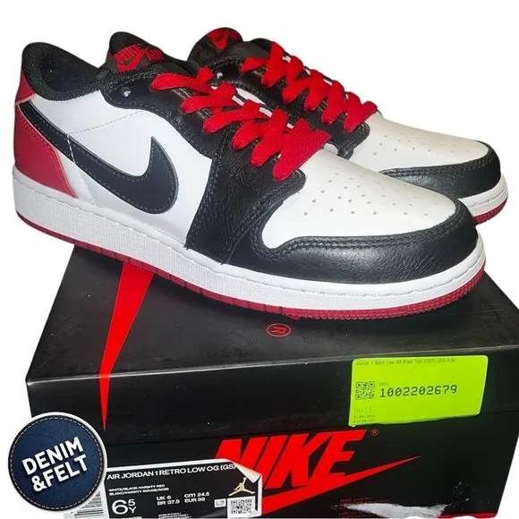 Nike Air Jordan 1 Retro Low OG 'Black Toe 2023' | White/Black/Varsity Red | NEW