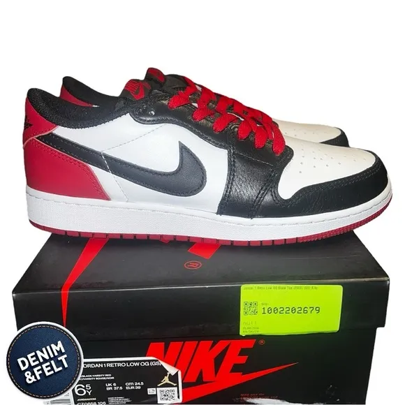 Nike Air Jordan 1 Retro Low OG 'Black Toe 2023' | White/Black/Varsity Red | NEW