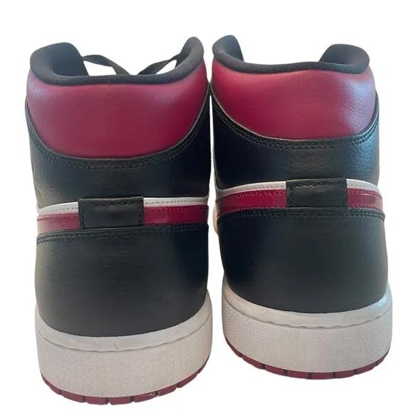 Nike Air Jordan 1 Shoes Mens US 15 Mid Bred Toe Noble Red Black White 554724-066