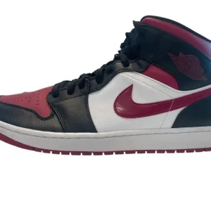 Nike Air Jordan 1 Shoes Mens US 15 Mid Bred Toe Noble Red Black White 554724-066