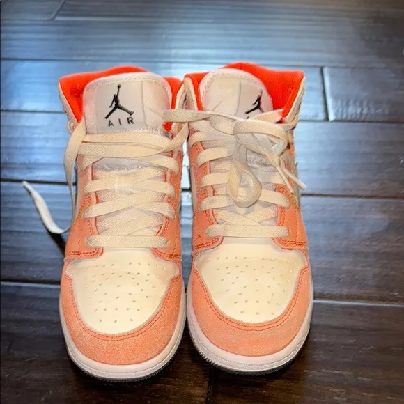 Nike Air Jordan Mid Peach and White Sneakers