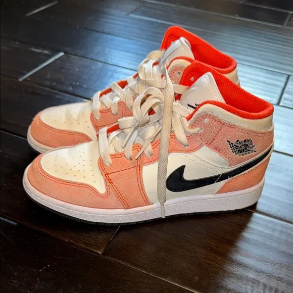 Nike Air Jordan Mid Peach and White Sneakers
