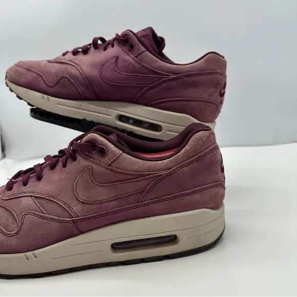 Nike Air Max 1 Premium Mens 12 Bordeaux Suede Shoes Sneakers 2018 Y2K 875844-602