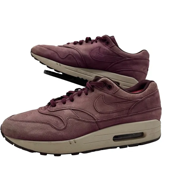Nike Air Max 1 Premium Mens 12 Bordeaux Suede Shoes Sneakers 2018 Y2K 875844-602