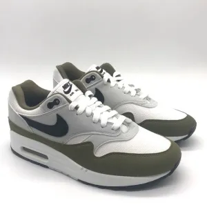 Nike Air Max 1 White Black Medium Olive Shoes Sneakers NEW  size mens 6 womens 7