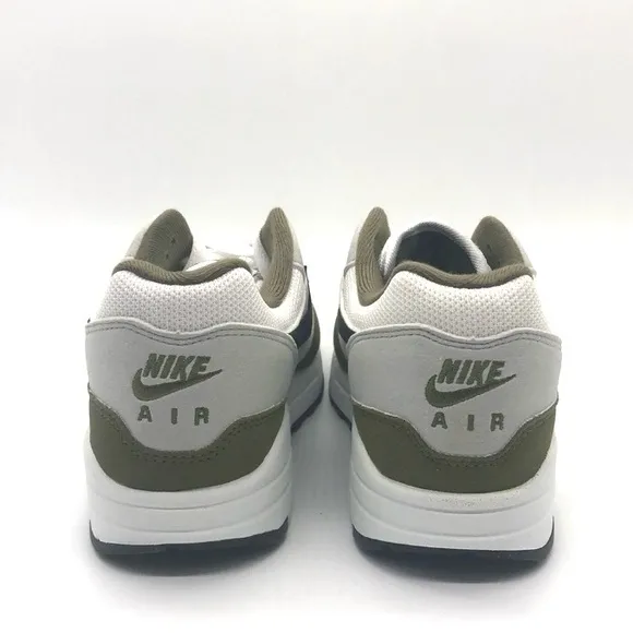 Nike Air Max 1 White Black Medium Olive Shoes Sneakers NEW  size mens 6 womens 7