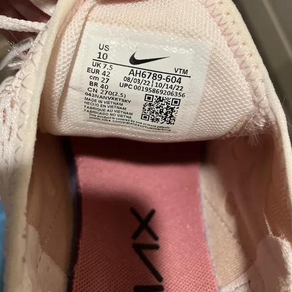 Nike Air Max 270 Women's Light Soft Pink/Black Pink Oxford Sneakers Size 10