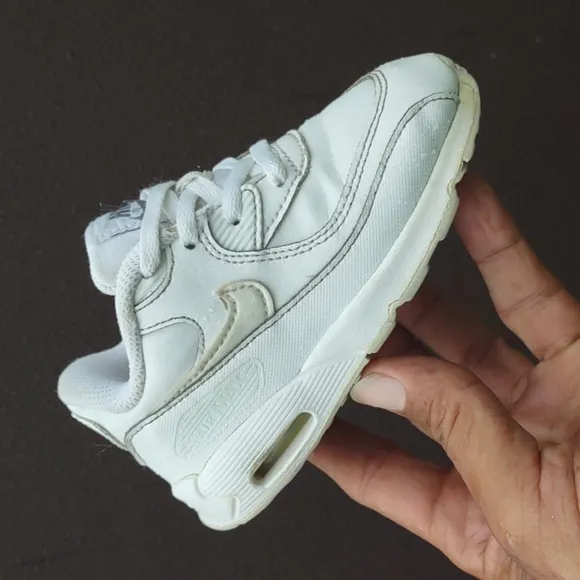Nike Air Max 90 Kids 724823-100 Shoes Unisex Boys Girls White Cool Grey