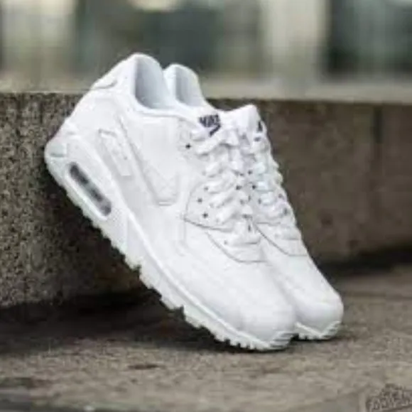 Nike Air Max 90 Kids 724823-100 Shoes Unisex Boys Girls White Cool Grey