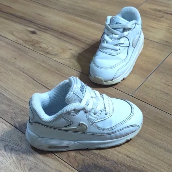 Nike Air Max 90 Kids 724823-100 Shoes Unisex Boys Girls White Cool Grey