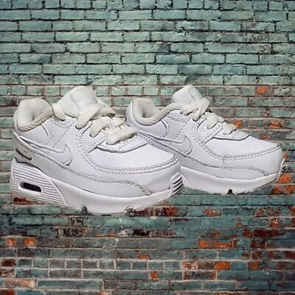 Nike Air Max 90 Kids 724823-100 Shoes Unisex Boys Girls White Cool Grey