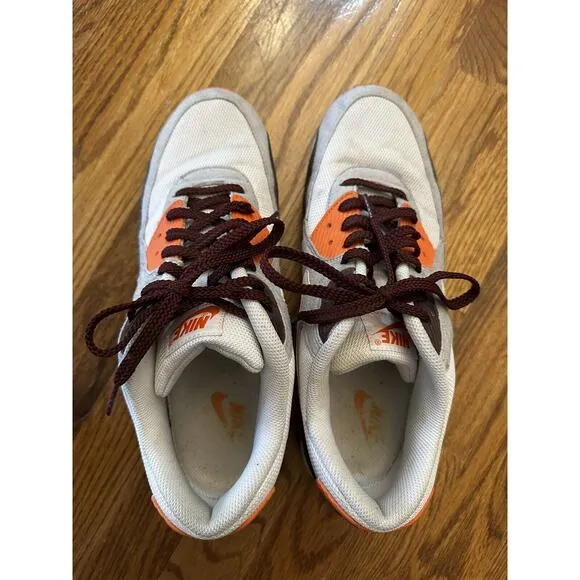 Nike Air Max 90 Men’s 12 White Mahogany Safety Orange