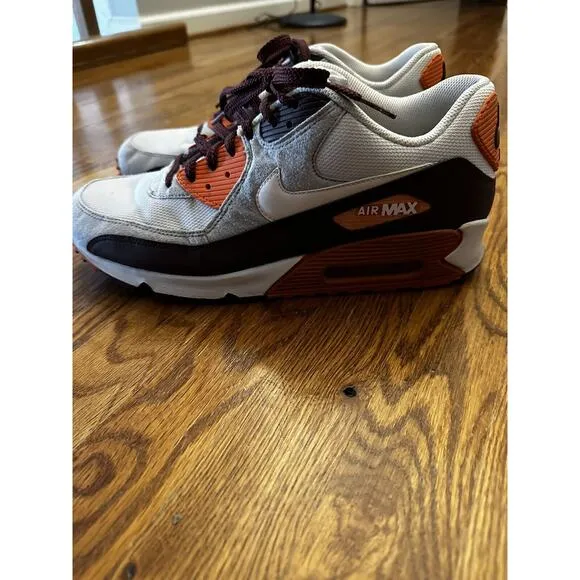 Nike Air Max 90 Men’s 12 White Mahogany Safety Orange
