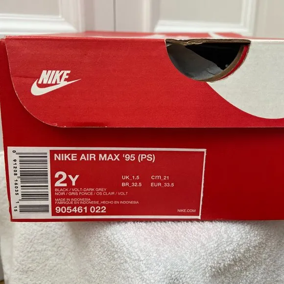 Nike Air Max 95 PS Athletic Shoes Boys Size 2Y