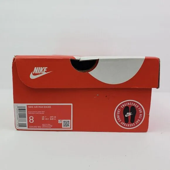 Nike Air Max Excee Mens Size 8 Black White Dark Grey Sneaker Shoes CD4165-001