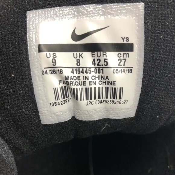 Nike Air Monarch IV Men’s Black Training Shoes/ Size: 9/ Style: 415445-001