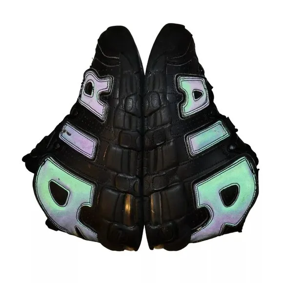 Nike Air More Up-tempo 3M Reflective Black Basketball Shoes Boys Size 5Y