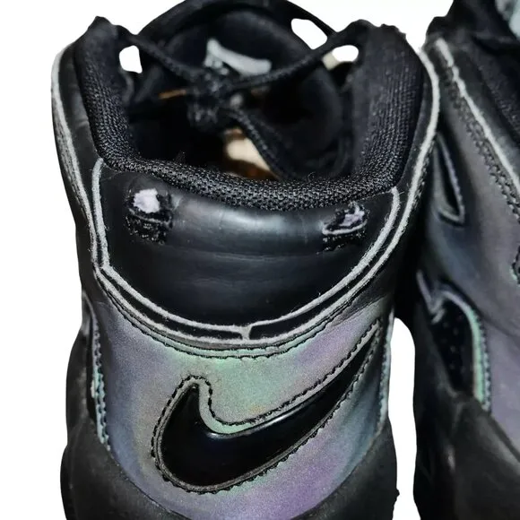 Nike Air More Up-tempo 3M Reflective Black Basketball Shoes Boys Size 5Y