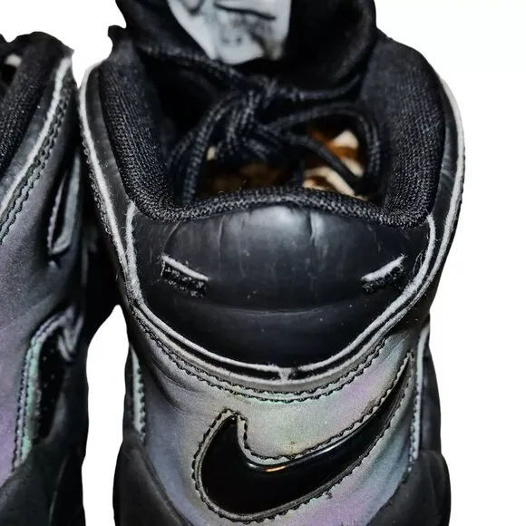 Nike Air More Up-tempo 3M Reflective Black Basketball Shoes Boys Size 5Y