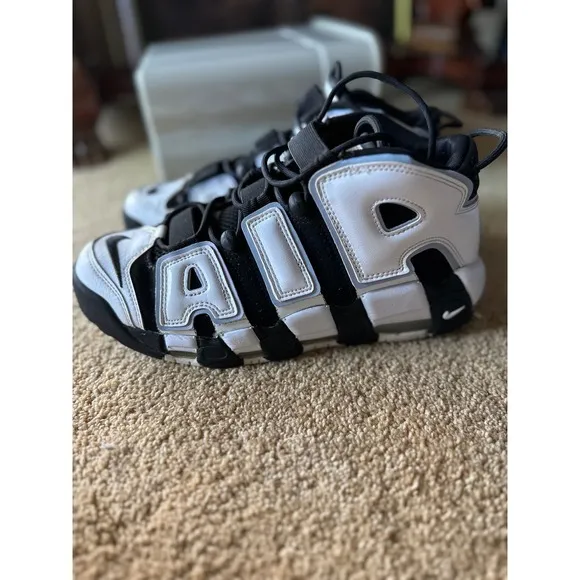 Nike Air More Uptempo 96 White Black Athletic Basketball Shoes  Men's Size 9