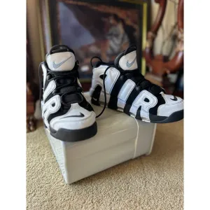 Nike Air More Uptempo 96 White Black Athletic Basketball Shoes  Men's Size 9