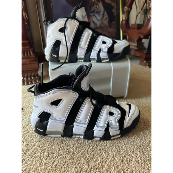 Nike Air More Uptempo 96 White Black Athletic Basketball Shoes  Men's Size 9