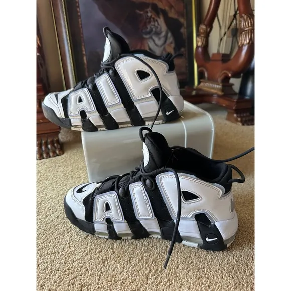 Nike Air More Uptempo 96 White Black Athletic Basketball Shoes  Men's Size 9