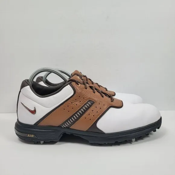 Nike Air Tour Saddle Men's White Brown Golf Shoes 418535-172 US Size 8