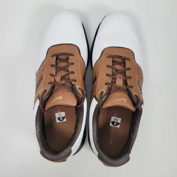 Nike Air Tour Saddle Men's White Brown Golf Shoes 418535-172 US Size 8