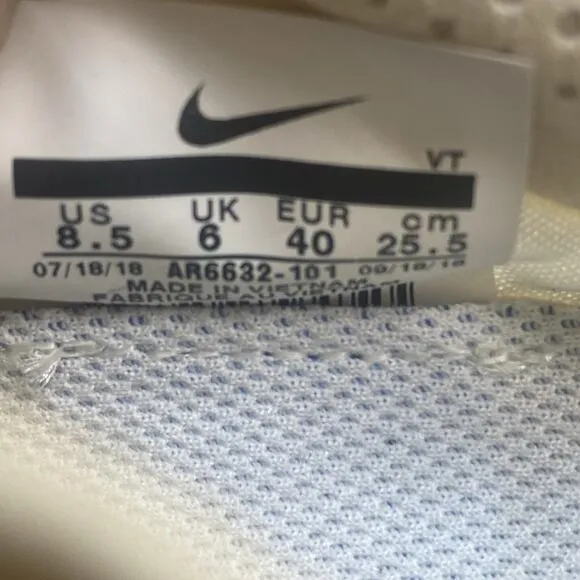Nike Air VaporMax 2019 White Gold Womens Size 8.5 Cream Athletic Shoes