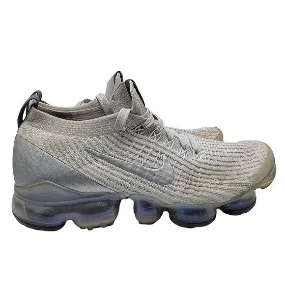 Nike Air Vapormax Flyknit 3 Athletic Shoes White Metallic Silver Women Size 6