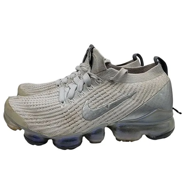 Nike Air Vapormax Flyknit 3 Athletic Shoes White Metallic Silver Women Size 6