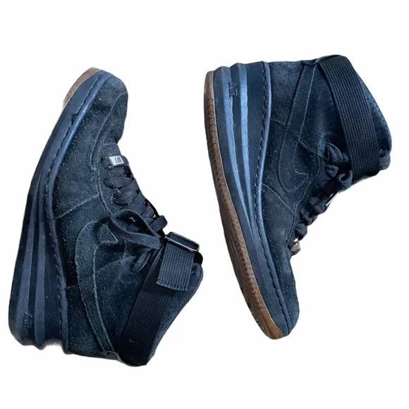 Nike Black Lunar Force Sky Hi Suede Sneakers sz 7.5