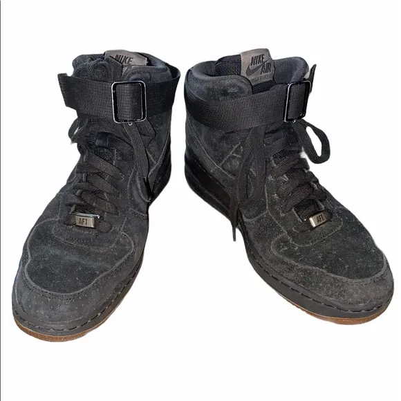 Nike Black Lunar Force Sky Hi Suede Sneakers sz 7.5