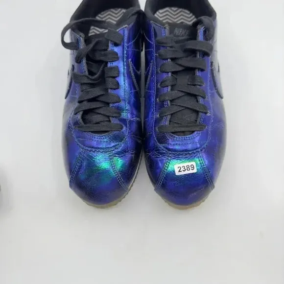 Nike Classic Cortez Leather SE Sneaker Shoes Lace-Up Iridescent Soar Womens 10