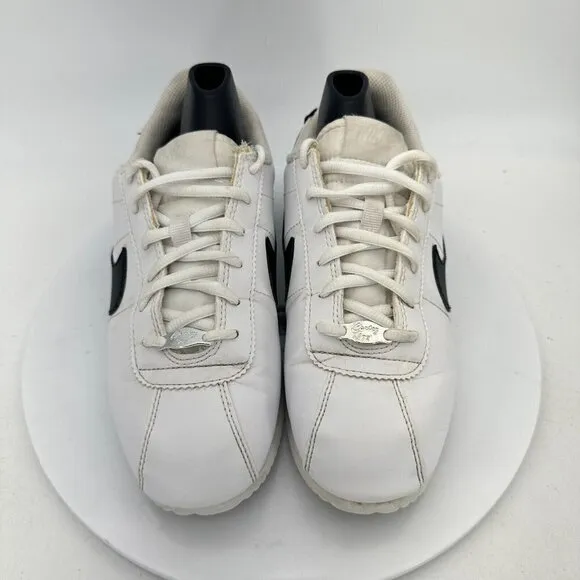 Nike Classic Cortez Leather White Black Youth Shoes 904764-102 Size 6.5Y EU 39