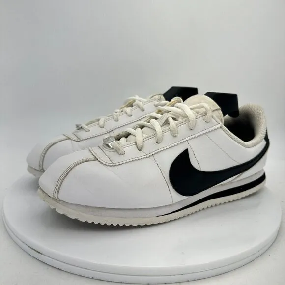 Nike Classic Cortez Leather White Black Youth Shoes 904764-102 Size 6.5Y EU 39