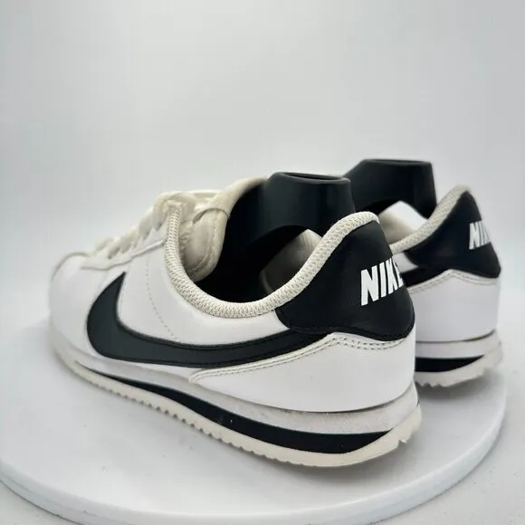 Nike Classic Cortez Leather White Black Youth Shoes 904764-102 Size 6.5Y EU 39