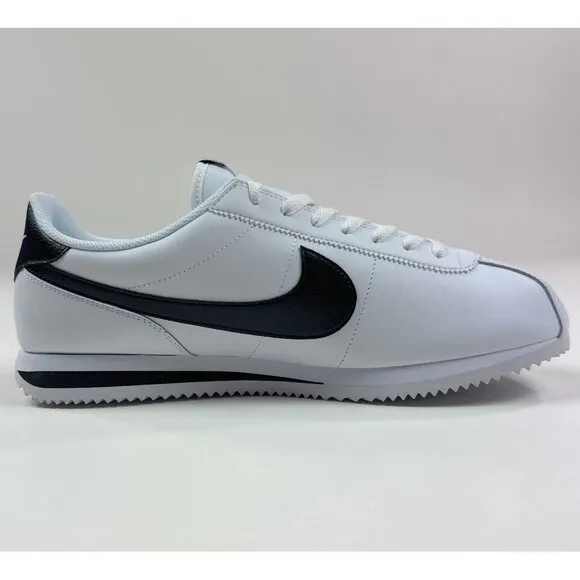 Nike Cortez Leather Mens 13 White Black Athletic Shoes Sneakers DM4044-105