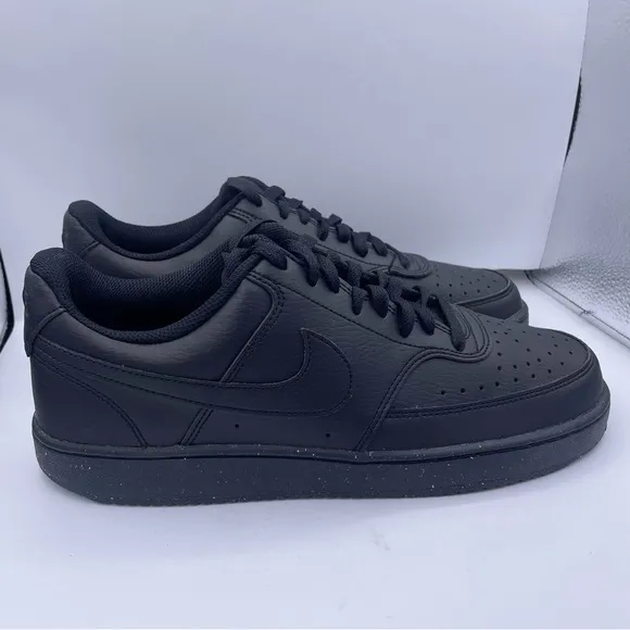 Nike court vision low black leather sneakers mens Size 9.5