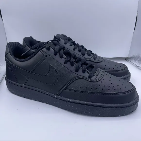 Nike court vision low black leather sneakers mens Size 9.5