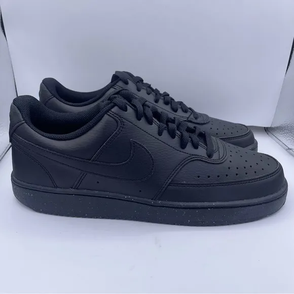 Nike court vision low black leather sneakers mens Size 9.5