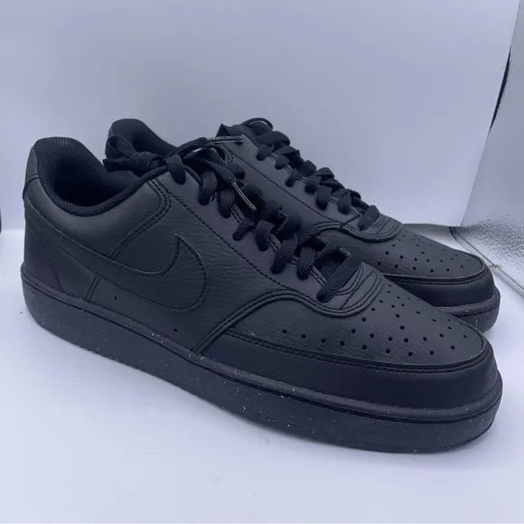 Nike court vision low black leather sneakers mens Size 9.5