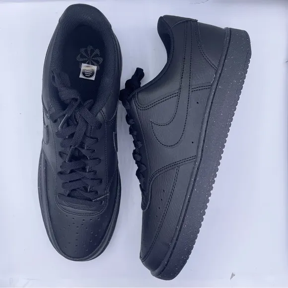 Nike court vision low black leather sneakers mens Size 9.5