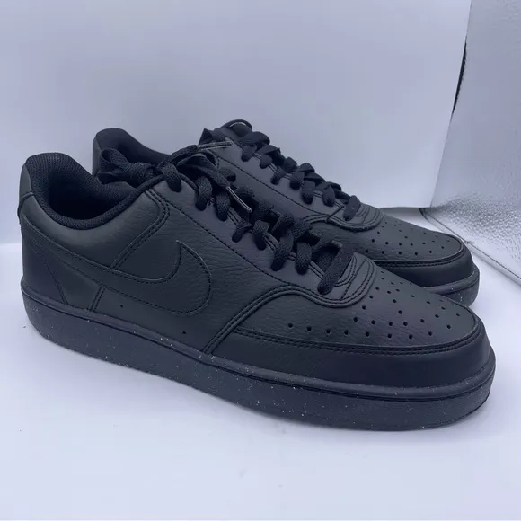 Nike court vision low black leather sneakers mens Size 9.5