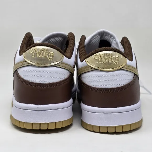 Nike Dunk Low GS White Metallic Gold White Shoes HM3725-171 Youth Size 6.5Y New