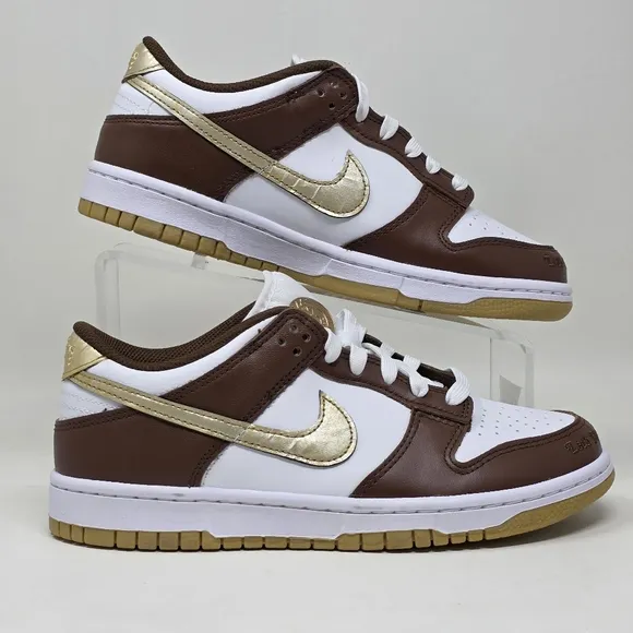 Nike Dunk Low GS White Metallic Gold White Shoes HM3725-171 Youth Size 6.5Y New