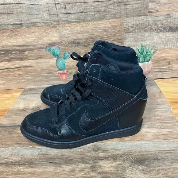 Nike Dunk Sky Hi Essential Women's hidden wedge sneaker black on black women 8.5